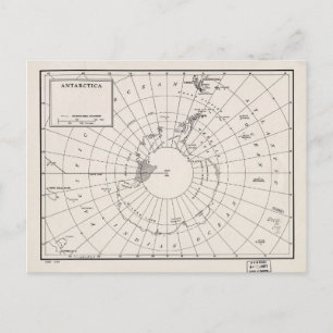Map of Antarctica (1955) Postcard