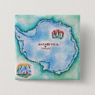 Map of Antarctica 2 Inch Square Button