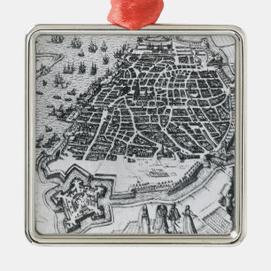 Map of Antwerp, 1598 Metal Ornament