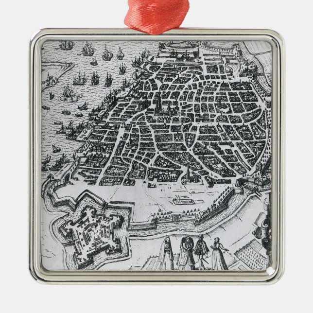 Map of Antwerp, 1598 Metal Ornament (Front)