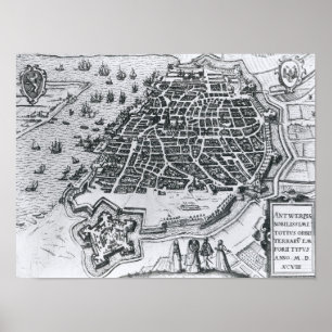 Map of Antwerp, 1598 Poster