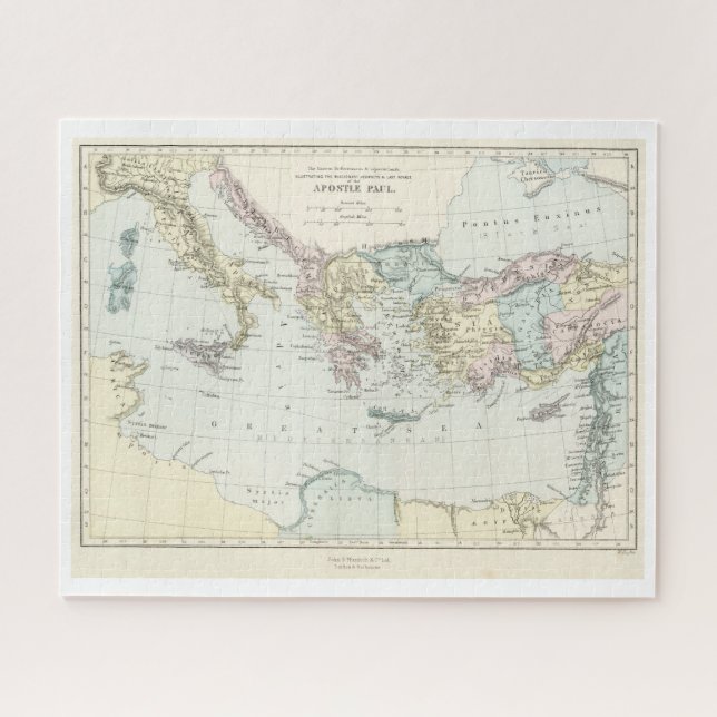 Map of Apostle Paul's Missionary Journeys Jigsaw Puzzle (Horizontal)