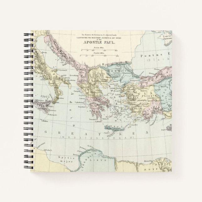 Map of Apostle Paul's Missionary Journeys Notebook (Front)
