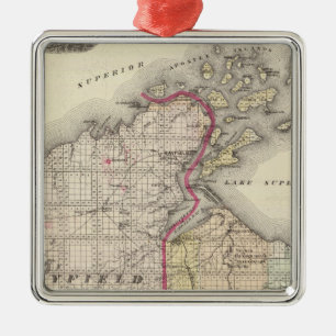 Map of Ashland and Bayfield counties Metal Ornament