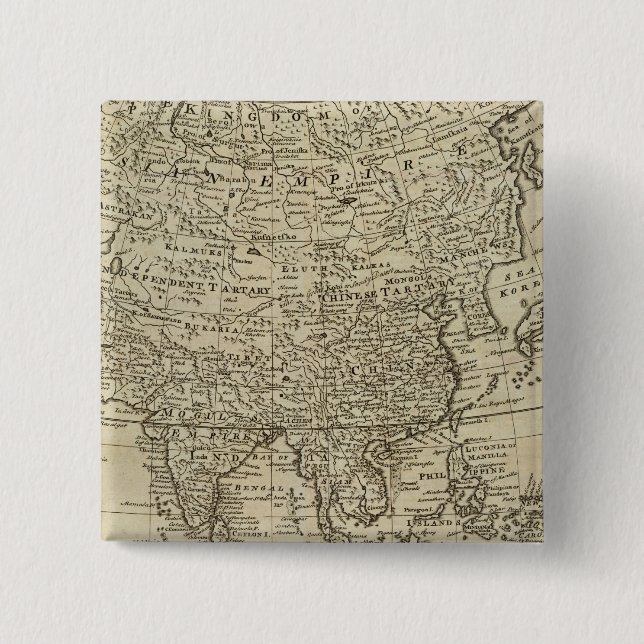 Map of Asia 2 Inch Square Button (Front)