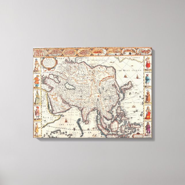 Map of Asia 3 Canvas Print (Front)