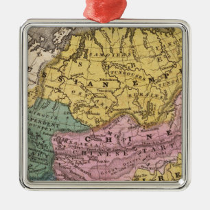 Map of Asia Metal Ornament