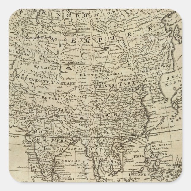 Map of Asia Square Sticker (Front)