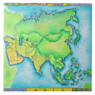Map of Asia Tile