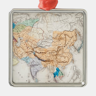 Map of Asia Time of Kublai Khan Metal Ornament