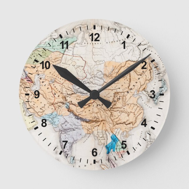 Map of Asia | Time of Kublai Khan Round Clock (Front)