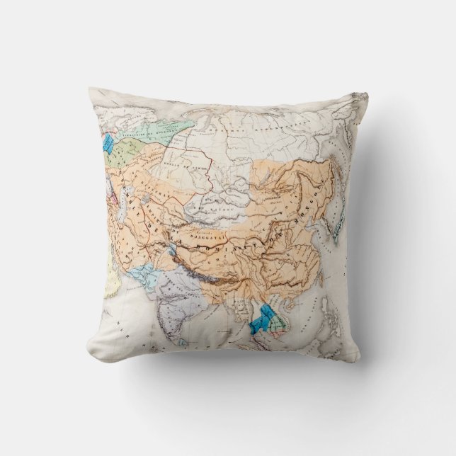 Map of Asia | Time of Kublai Khan Throw Pillow (Front)