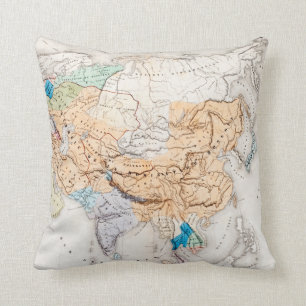 Map of Asia   Time of Kublai Khan Throw Pillow