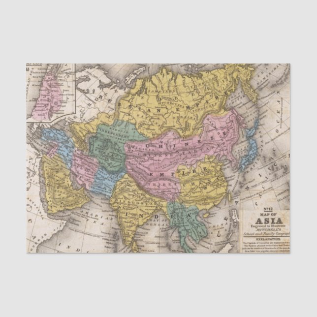 Map of Asia Tissue Paper (Front)