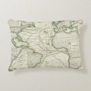 Map of Atlantic Ocean Decorative Pillow