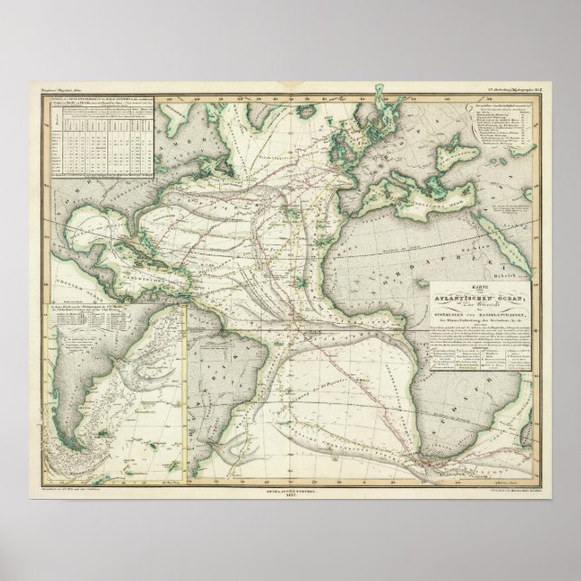 Map of Atlantic Ocean Poster (Front)