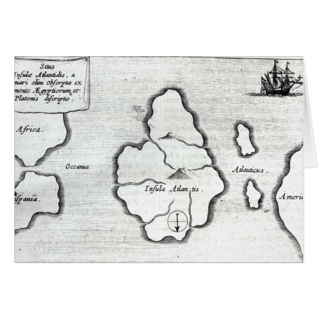 Map of Atlantis, from 'Mundus Subterraneus' (Front Horizontal)