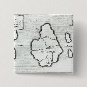 Map of Atlantis, from 'Mundus Subterraneus' 2 Inch Square Button