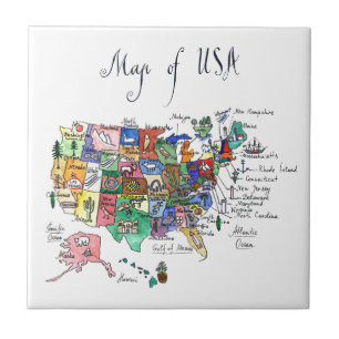 Map of Attractions of United States of America Tile