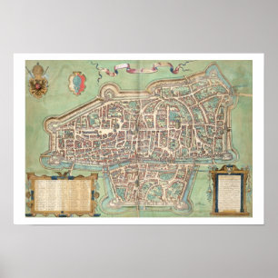 Map of Augsburg, from 'Civitates Orbis Terrarum' b Poster