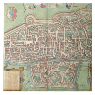 Map of Augsburg, from 'Civitates Orbis Terrarum' b Tile