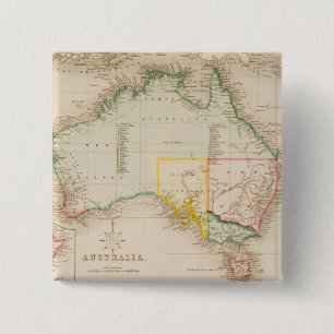 Map of Australia & New Zealand 2 Inch Square Button