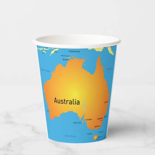 Map Of Australia Paper Cups (Front)