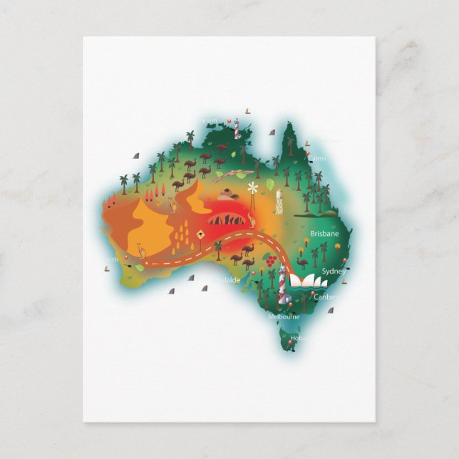 Map Of Australia Postcard (Front)