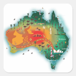 Map Of Australia Square Sticker