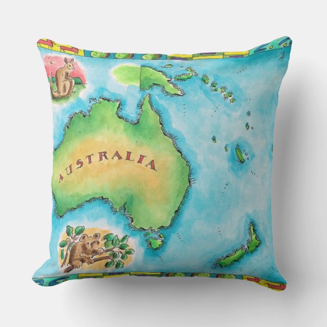Map of Australia Throw Pillow (Front)