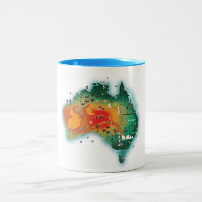 Map Of Australia Two-Tone Coffee Mug (Center)