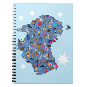 Map of Australia with cultural items Notebook