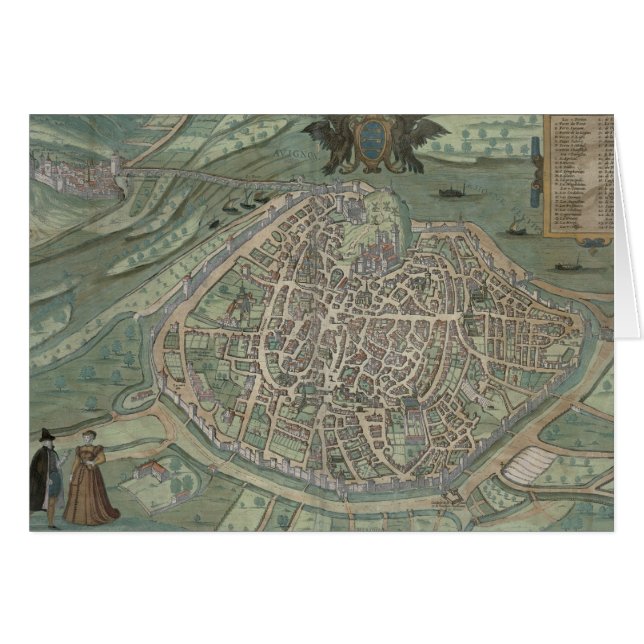 Map of Avignon, from 'Civitates Orbis Terrarum' by (Front Horizontal)