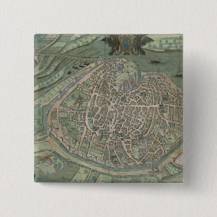 Map of Avignon, from 'Civitates Orbis Terrarum' by 2 Inch Square Button