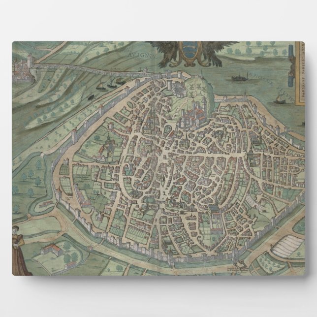 Map of Avignon, from 'Civitates Orbis Terrarum' by Plaque (Front)