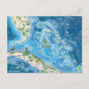 Map of bahamas postcard