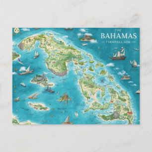 Map of bahamas postcard