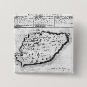 Map of Barbados 2 Inch Square Button