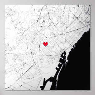 Map of Barcelona, Spain Modern Elegant Classy Gift Foil Prints