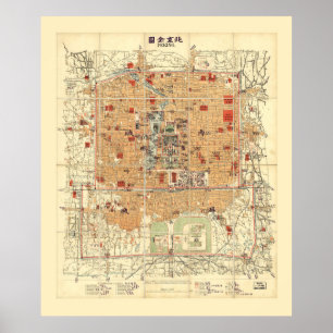 Map of Beijing, China (1914) Poster
