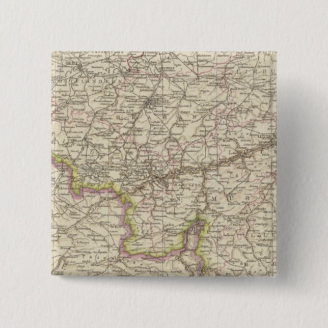 Map of Belgium and Luxembourg 2 Inch Square Button (Front)
