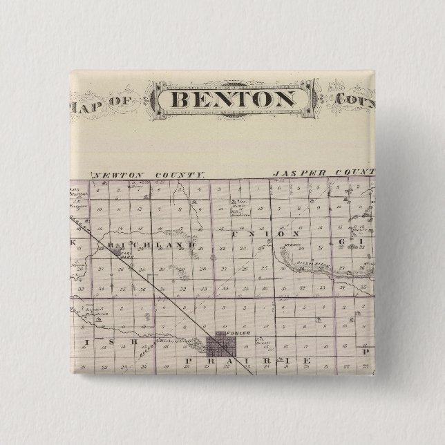 Map of Benton County 2 Inch Square Button (Front)