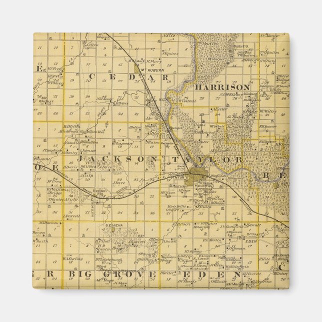 Map of Benton County, State of Iowa Magnet (Front)