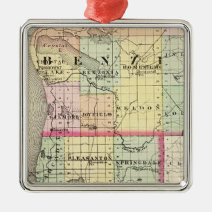 Map of Benzie and Manistee counties, Michigan Metal Ornament