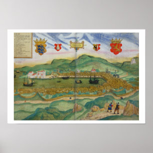 Map of Bergen, from 'Civitates Orbis Terrarum' by Poster