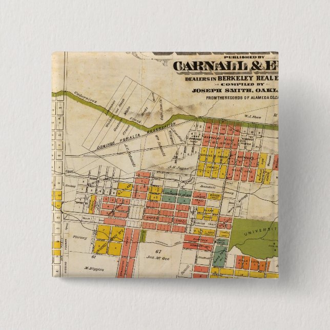 Map of Berkeley 2 Inch Square Button (Front)