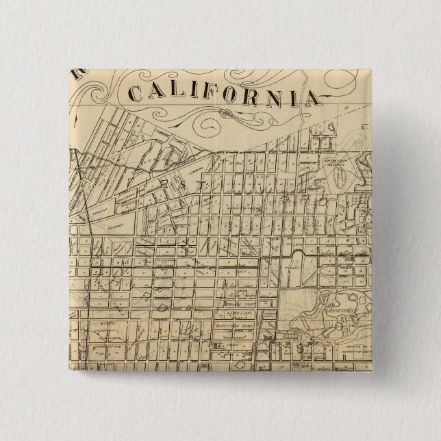 Map of Berkeley, California 2 Inch Square Button (Front)
