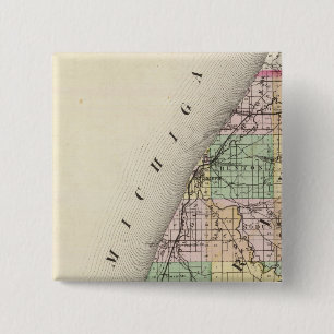 Map of Berrien County, Michigan 2 Inch Square Button