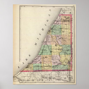 Map of Berrien County, Michigan Poster