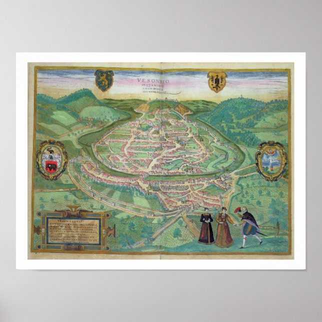 Map of Besancon, from 'Civitates Orbis Terrarum' b Poster (Front)